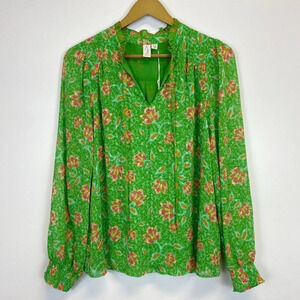 NWT Joie Green Floral Boho Peasant Top